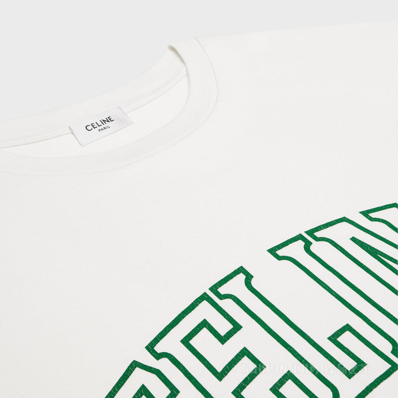 Tricou din jerseu de bumbac College Print alb