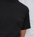 Tricou negru, croială lejeră, cu broderie logo