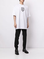 Tricou Oversized Alb cu Imprimeu Logo Foarfece