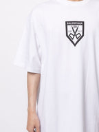 Tricou Oversized Alb cu Imprimeu Logo Foarfece