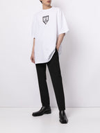 Tricou Oversized Alb cu Imprimeu Logo Foarfece