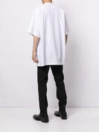 Tricou Oversized Alb cu Imprimeu Logo Foarfece