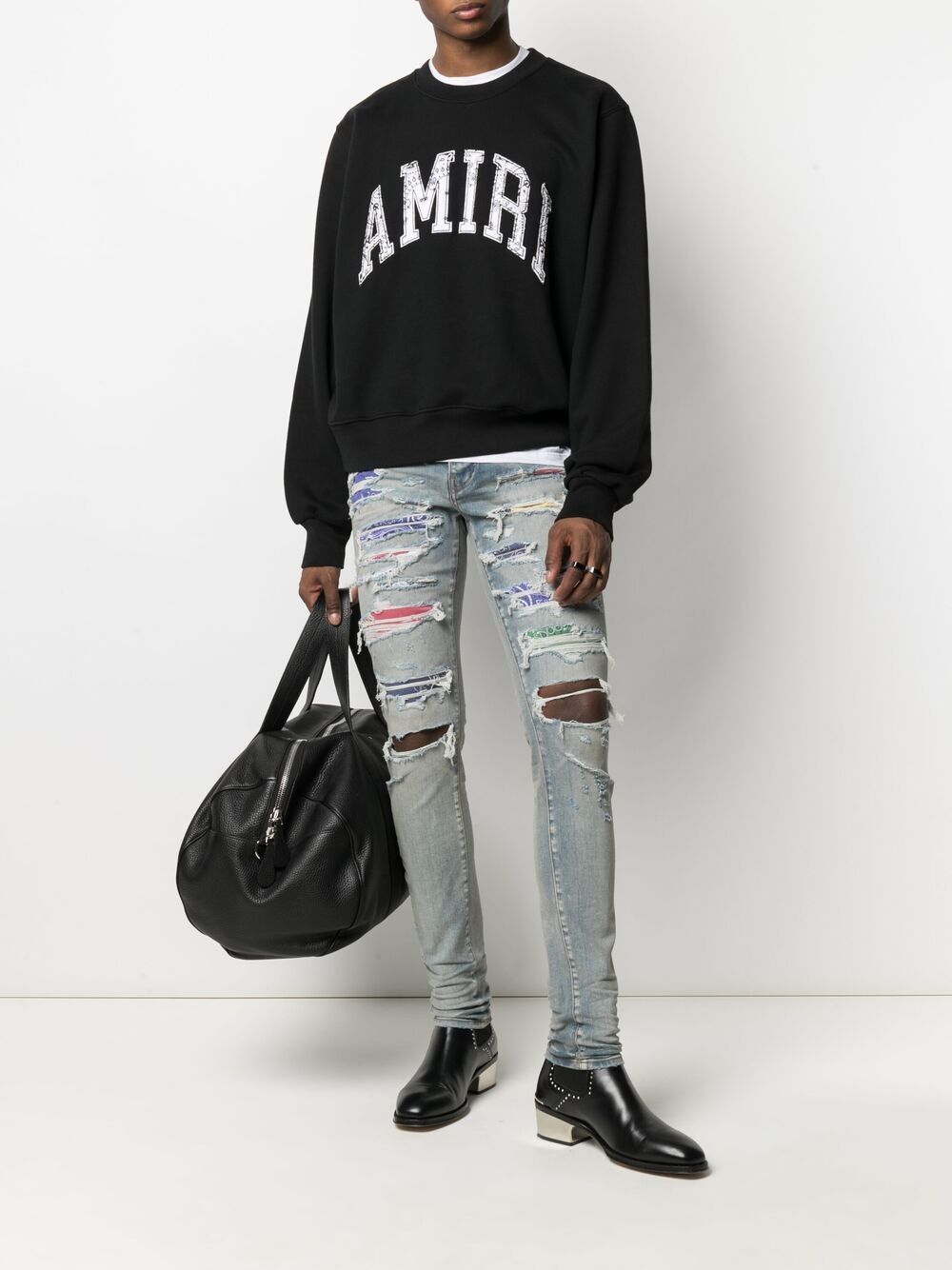 Bluză sport neagră din bumbac cu imprimeu tip bandană