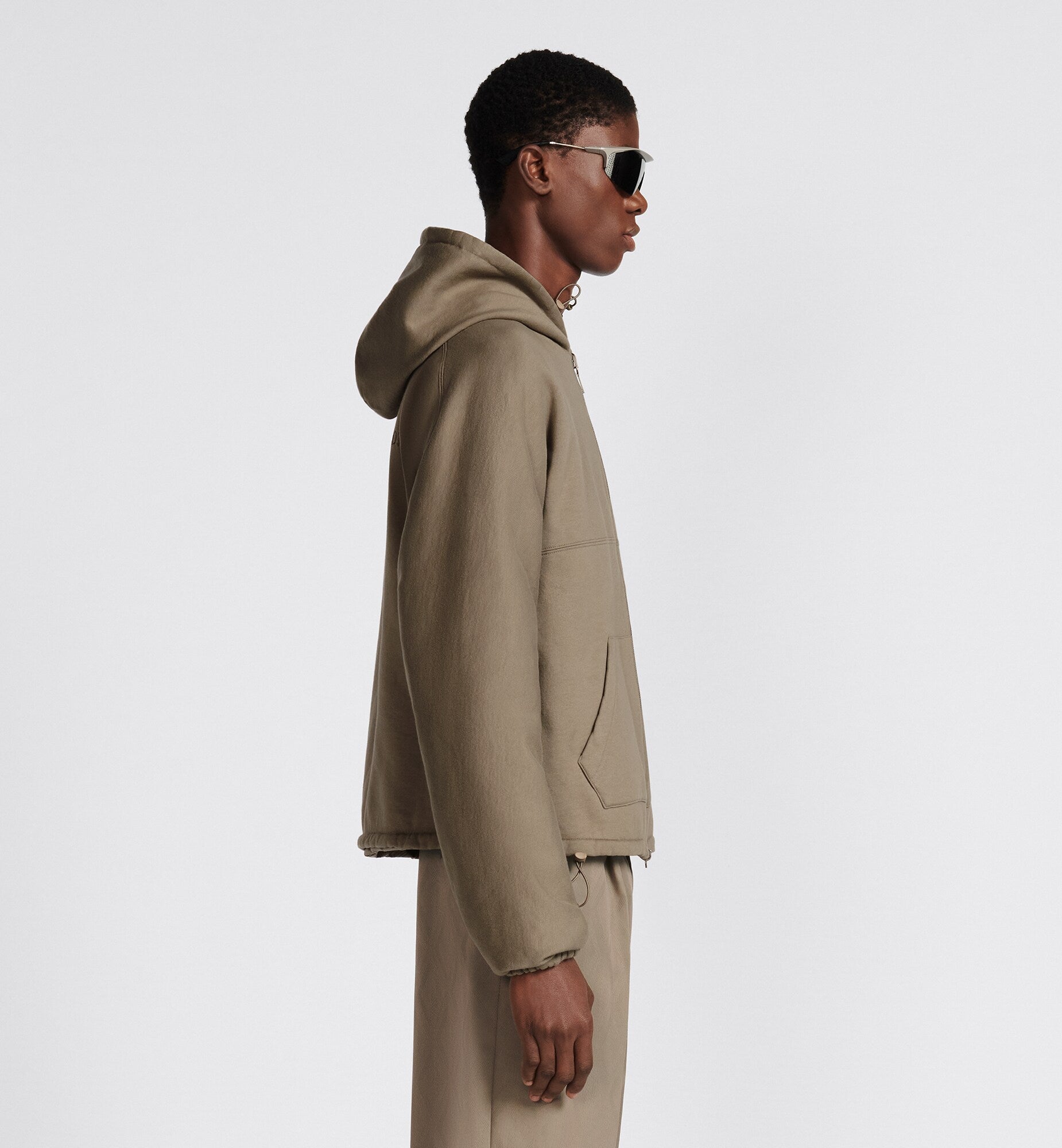 GEACĂ DE TRENING REVERSIBILĂ BEJ CU GLUGĂ