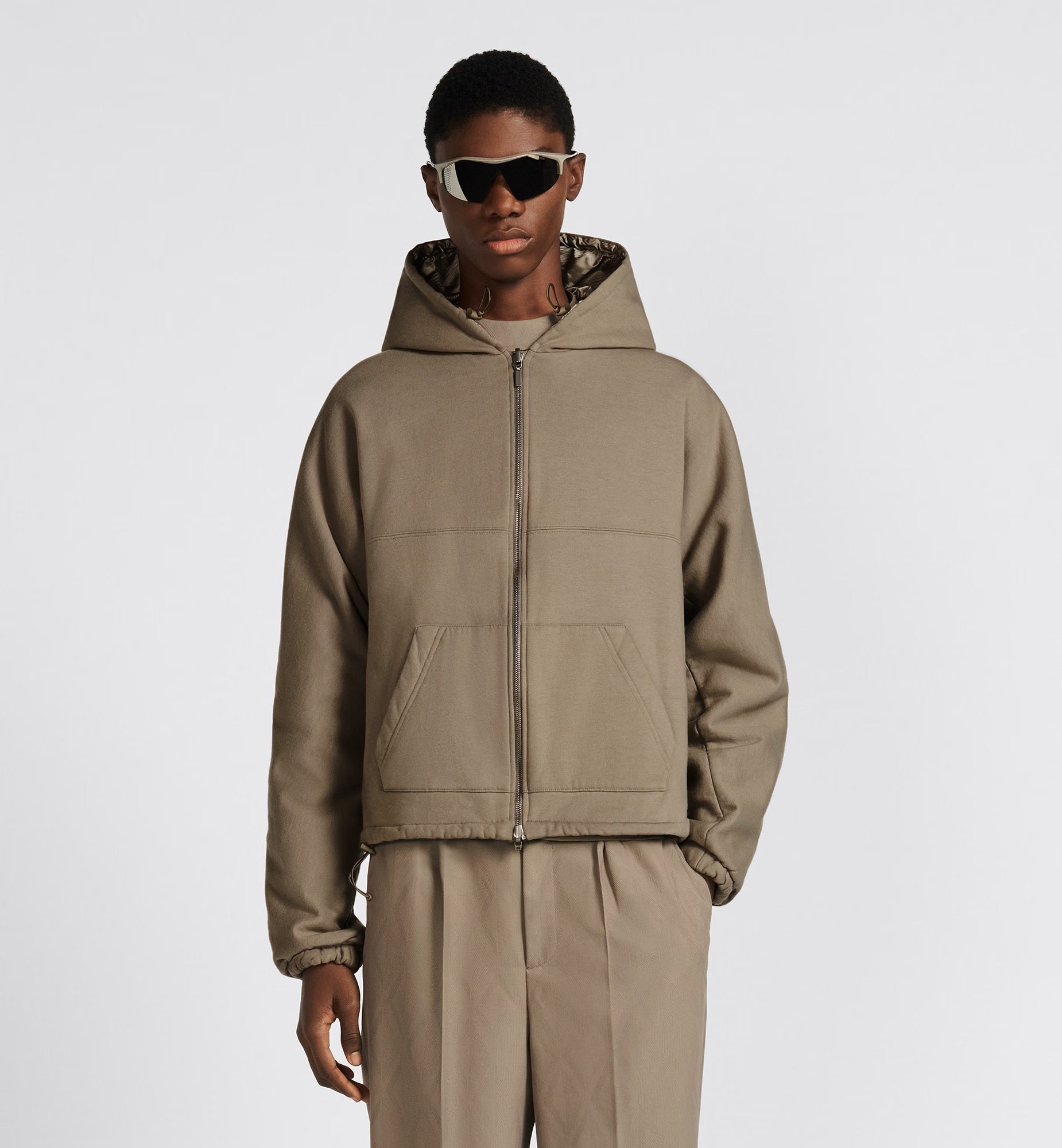 GEACĂ DE TRENING REVERSIBILĂ BEJ CU GLUGĂ