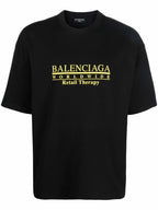 Retail Therapy - Tricou negru cu imprimeu logo