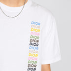 TRICOU ALB RELAXED FIT CU LOGO MULTIPLU