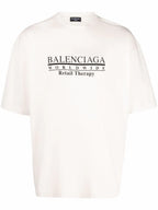 Tricou Retail Therapy cu imprimeu logo, alb