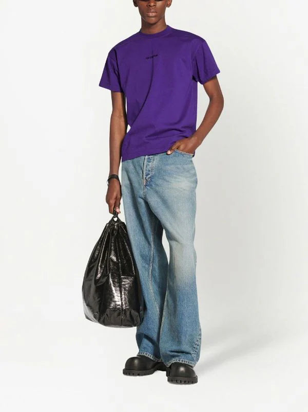 Tricou cu logo brodat violet
