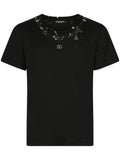 Safety-pin embellished cotton T-shirt - Exclusive Wear