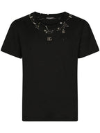 Safety-pin embellished cotton T-shirt - Exclusive Wear