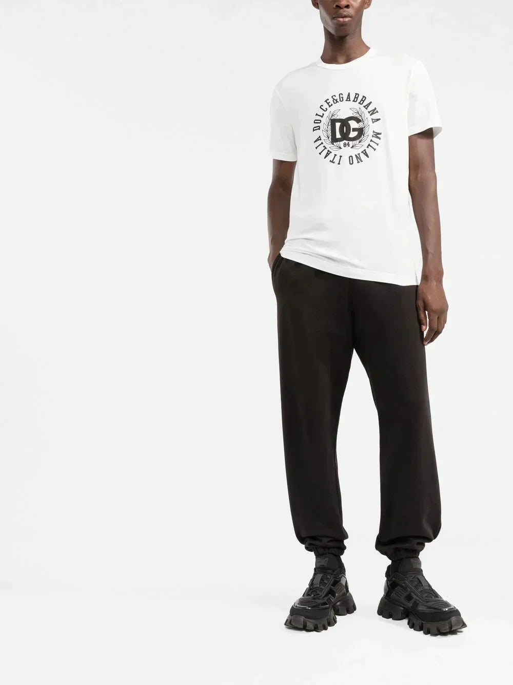 DG logo-print White Cotton T-shirt - Styledistrict