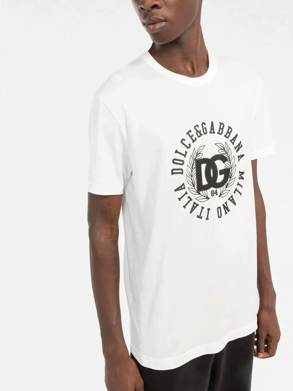 DG logo-print White Cotton T-shirt - Styledistrict