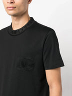 Black Cotton T-shirt with DG Embroidery - Exclusive Wear