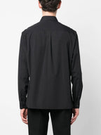 Cămașă din poplin de bumbac neagră cu placă logo