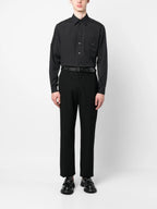 Cămașă din poplin de bumbac neagră cu placă logo