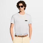 Gold-Stamped Leather Patch White T-shirt