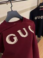 Burgundy Cotton Jersey T-shirt with Embroidery