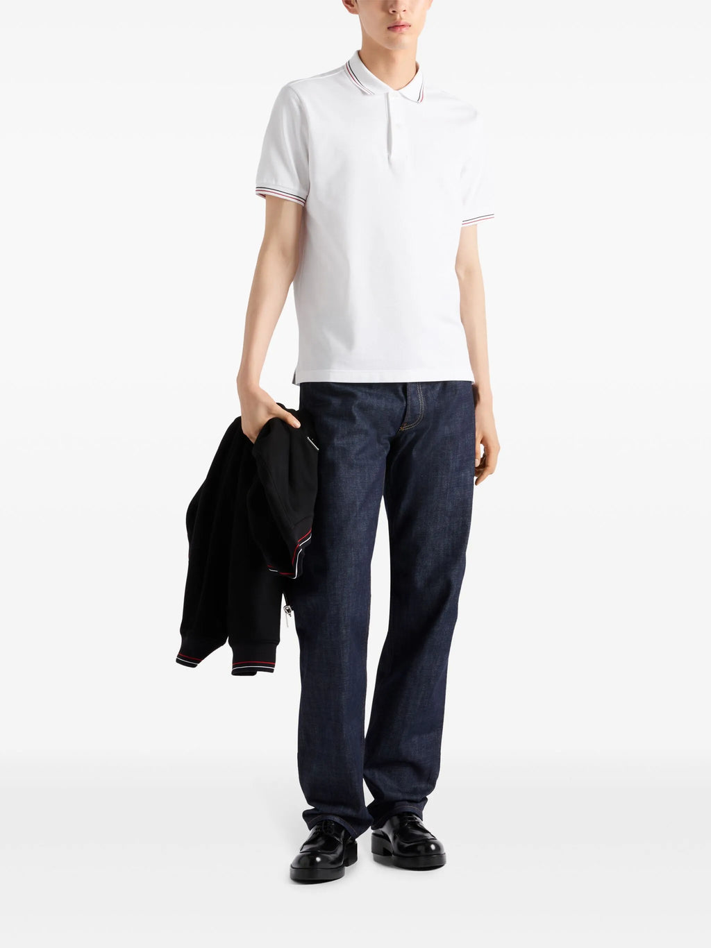 Tricou polo alb din pique, cu mânecă scurtă