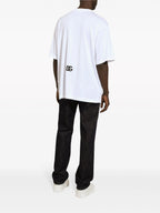 Tricou alb oversize din bumbac, cu logo imprimat