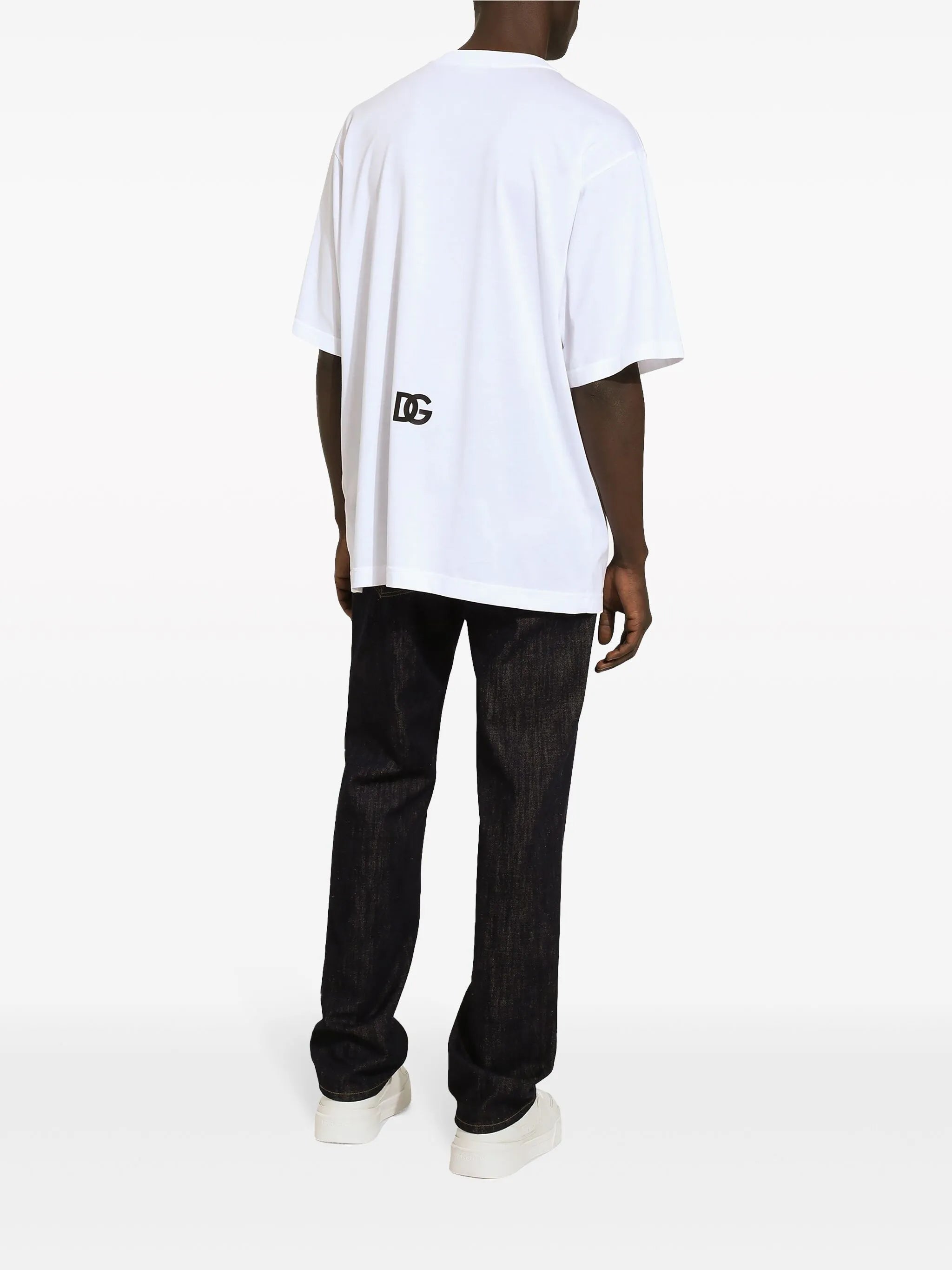 Tricou alb oversize din bumbac, cu logo imprimat