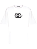 Tricou alb oversize din bumbac, cu logo imprimat