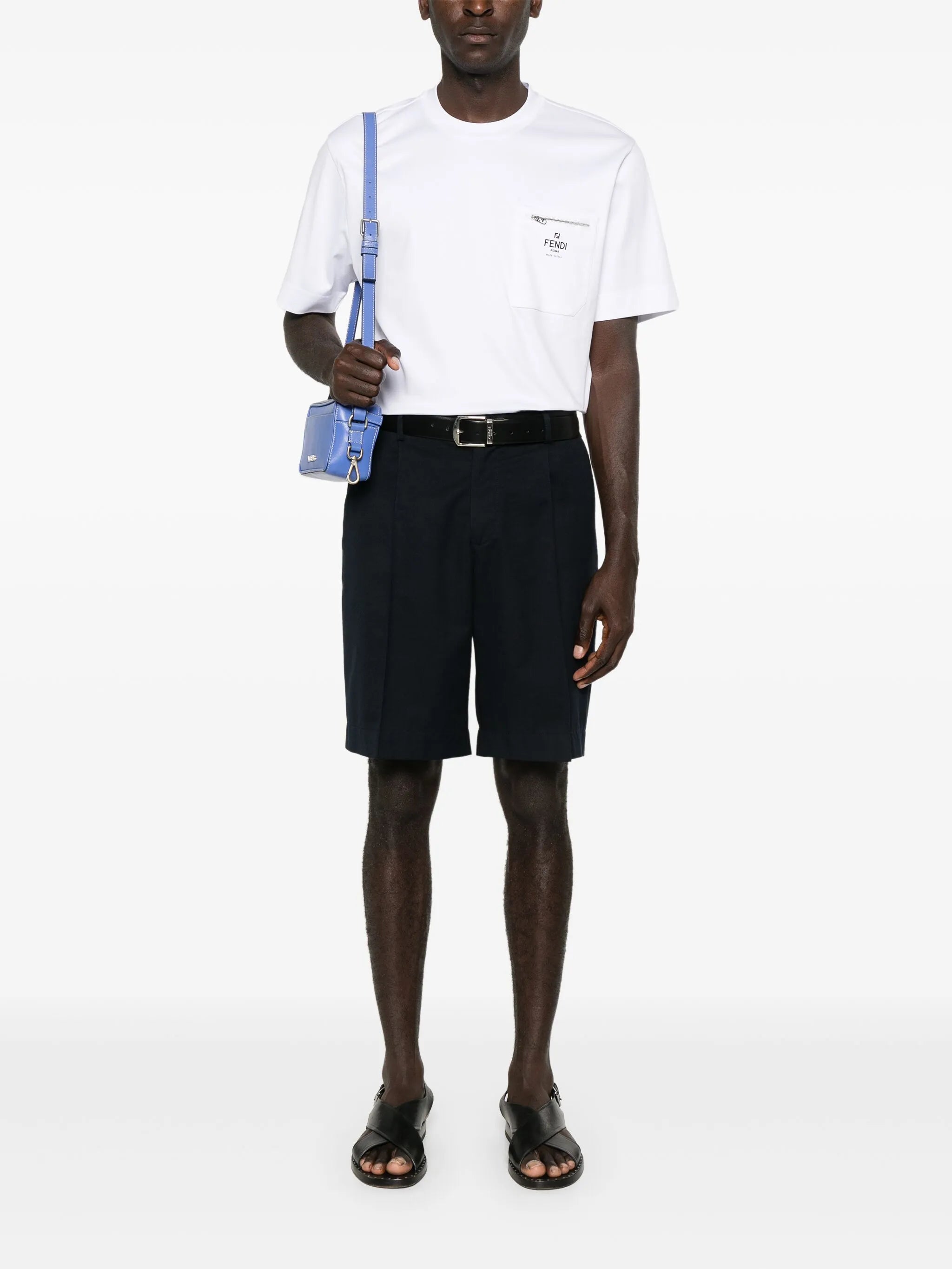 Tricou alb din bumbac cu buzunar