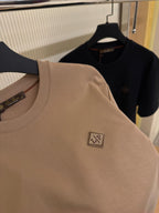 Tricou negru din bumbac cu petic cu logo