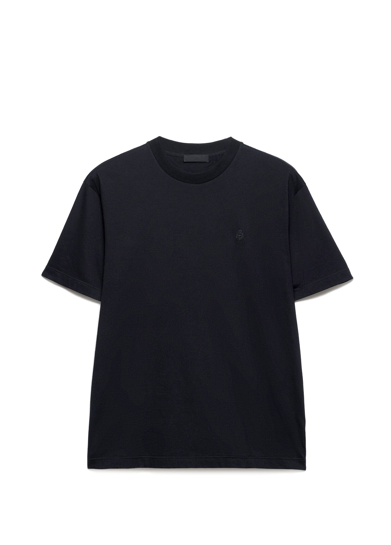 Crest Logo Black Cotton T-shirt