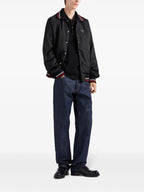 Polo-tricou negru din pique cu mânecă scurtă