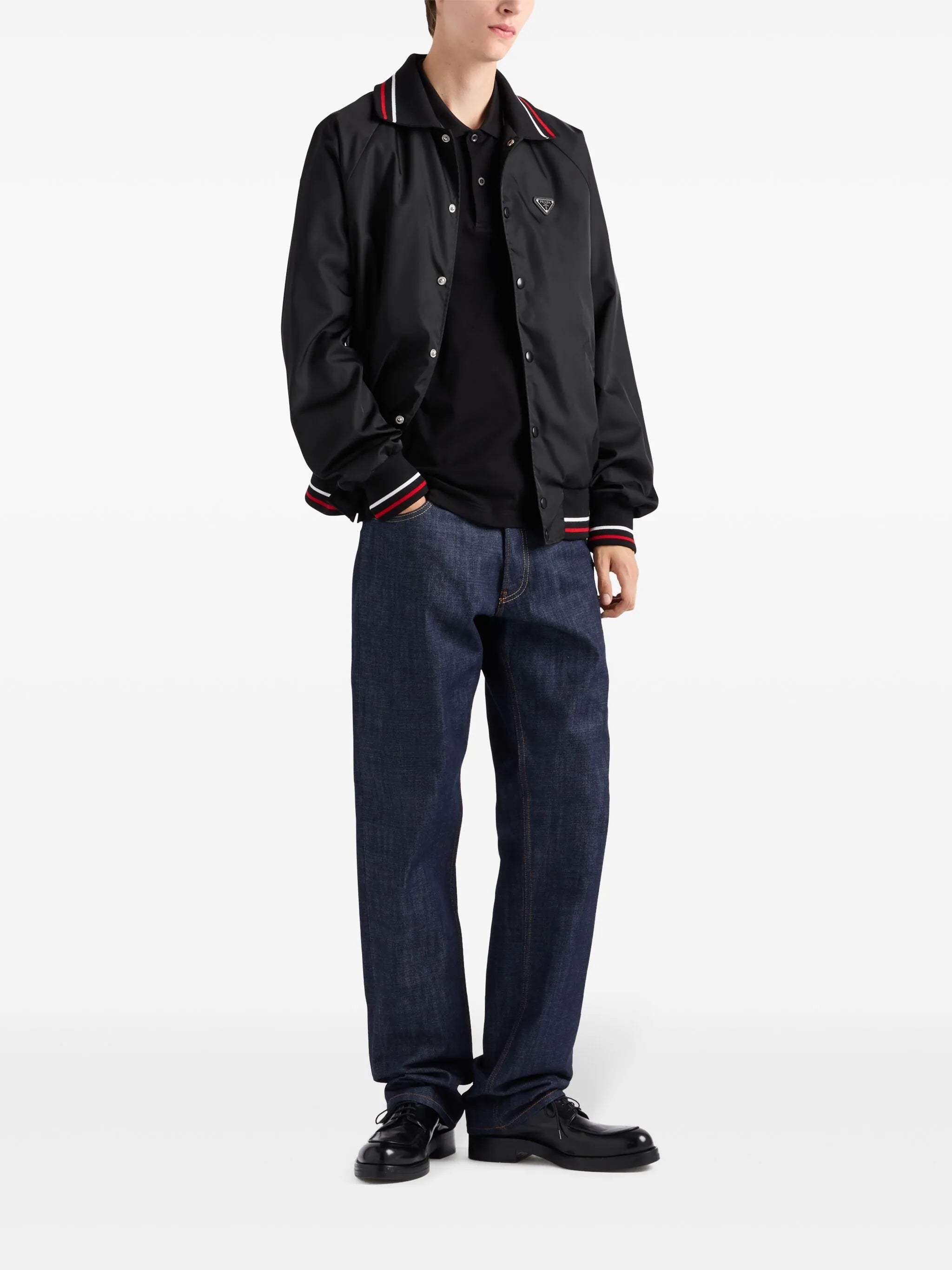 Polo-tricou negru din pique cu mânecă scurtă