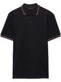 Polo-tricou negru din pique cu mânecă scurtă