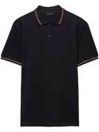 Polo-tricou negru din pique cu mânecă scurtă