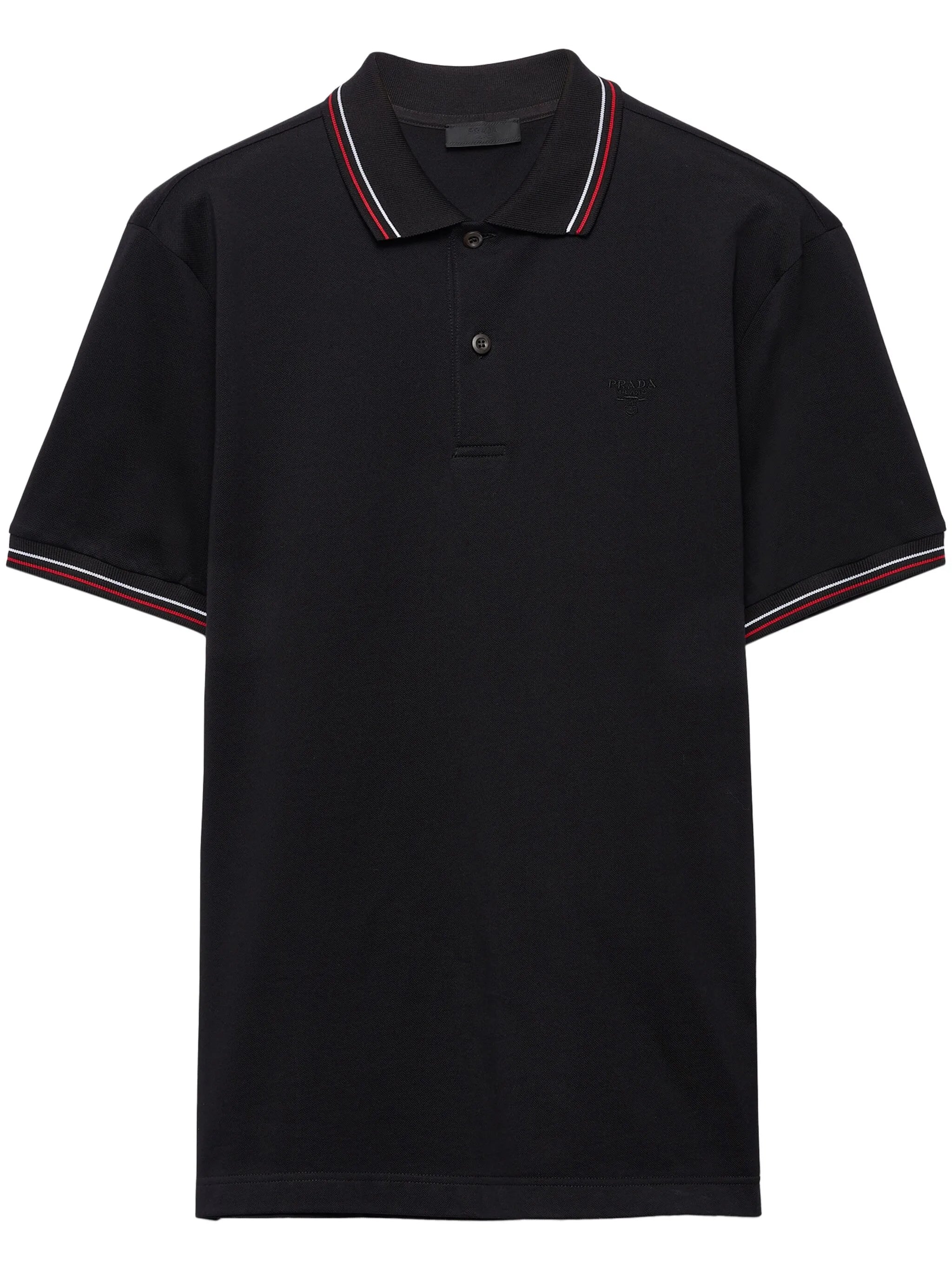 Polo-tricou negru din pique cu mânecă scurtă