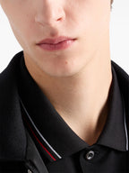 Polo-tricou negru din pique cu mânecă scurtă