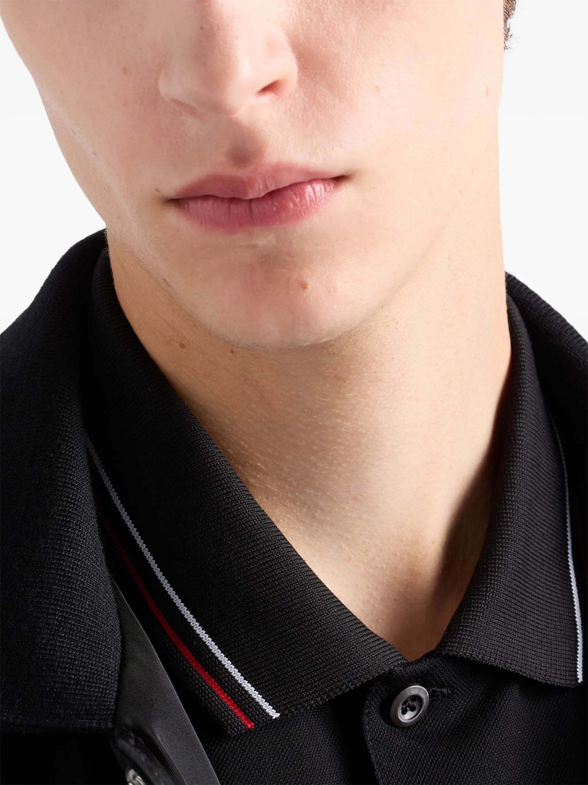 Polo-tricou negru din pique cu mânecă scurtă