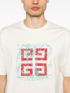 Tricou alb cu broderie logo 4G