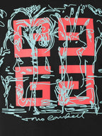 Tricou negru cu broderie logo 4G