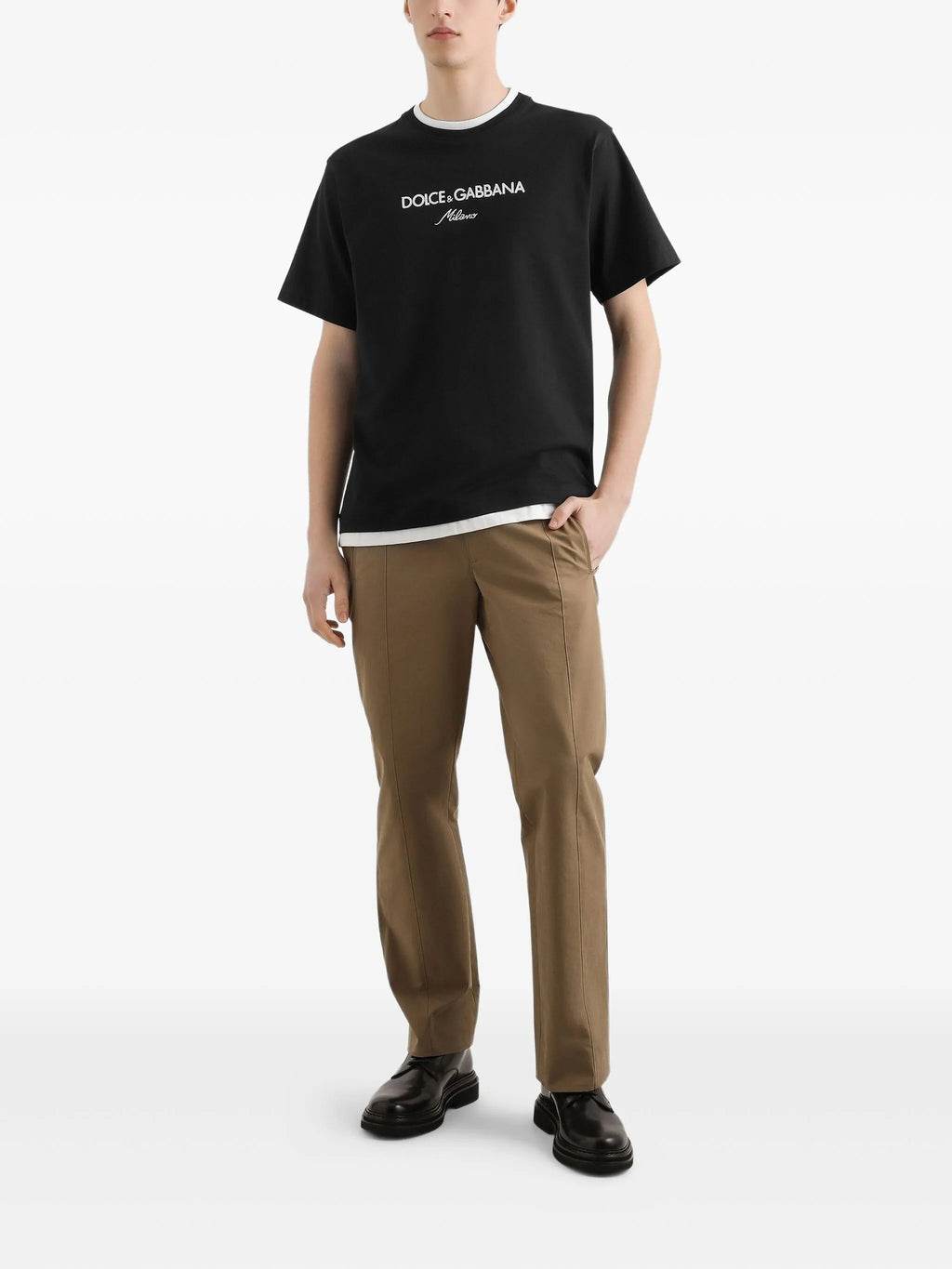 Tricou din bumbac negru cu logo brodat