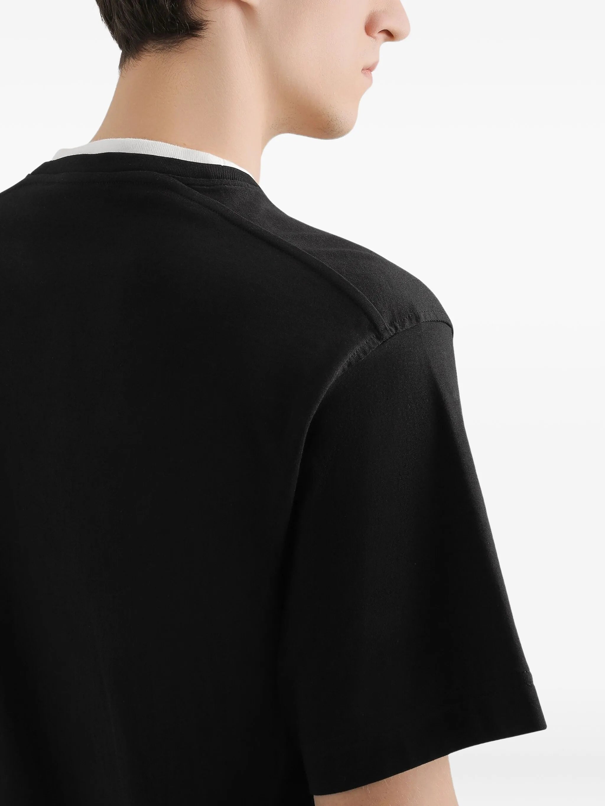 Tricou din bumbac negru cu logo brodat