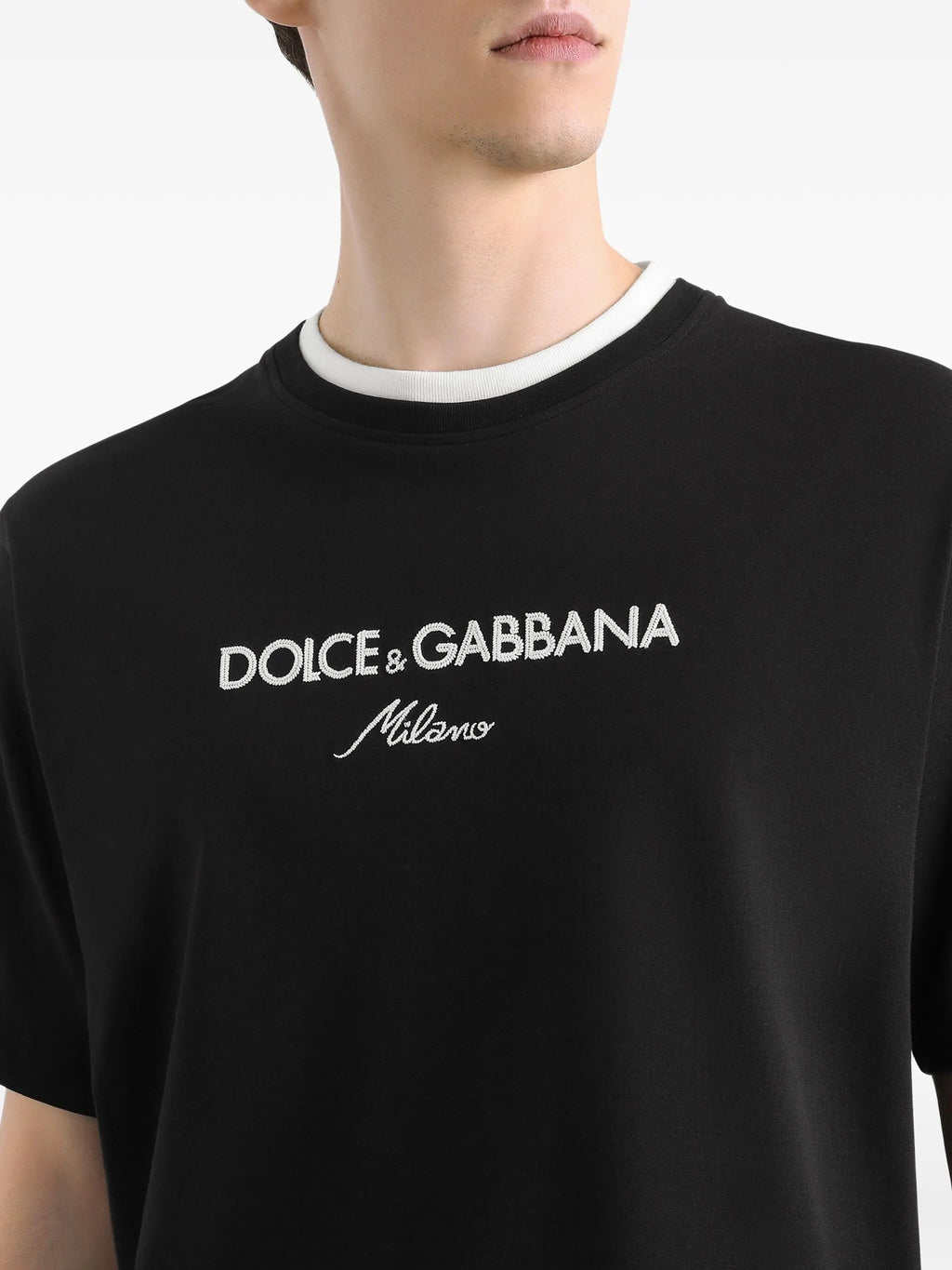 Tricou din bumbac negru cu logo brodat