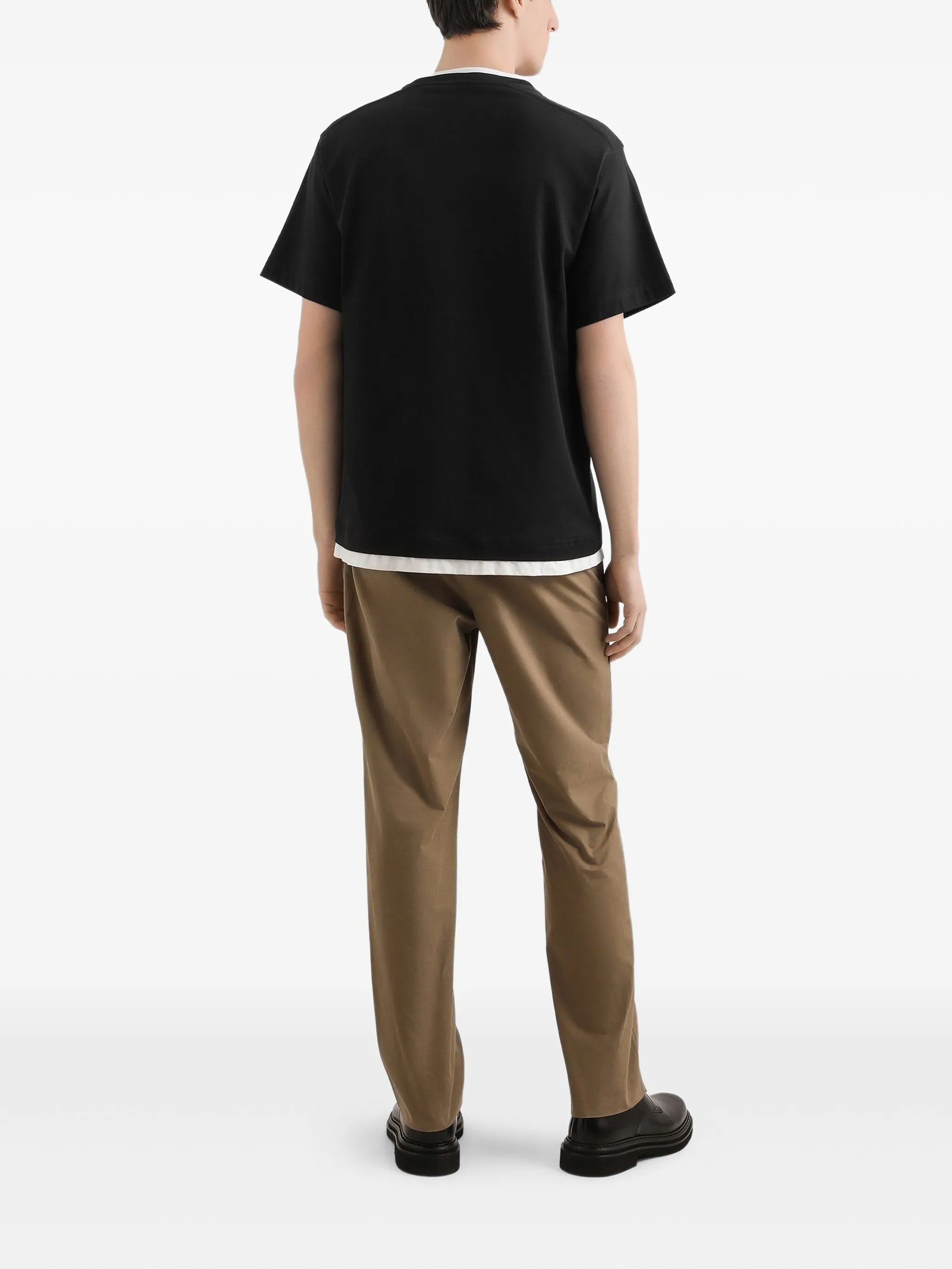 Tricou din bumbac negru cu logo brodat