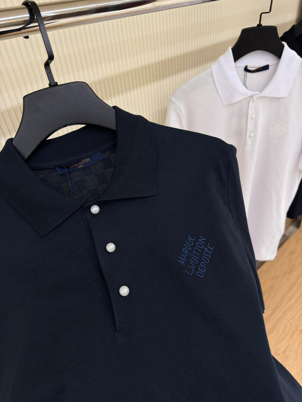 Tricou polo LV Damier Signature alb