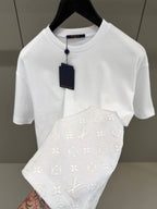 Flock Print Monogram Gradient White T-shirt