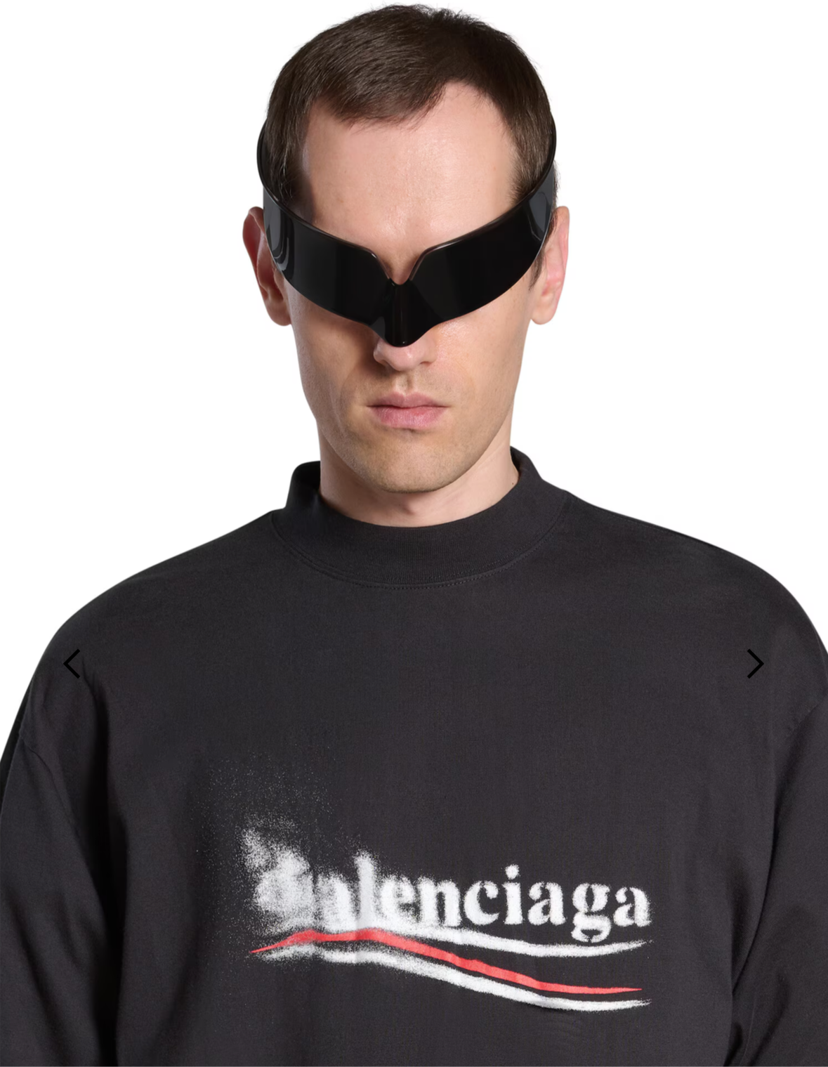 Tricou Negru supradimensionat, cu imprimeu tip șablon „Political”