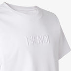 White T-shirt with Logo Embroidery