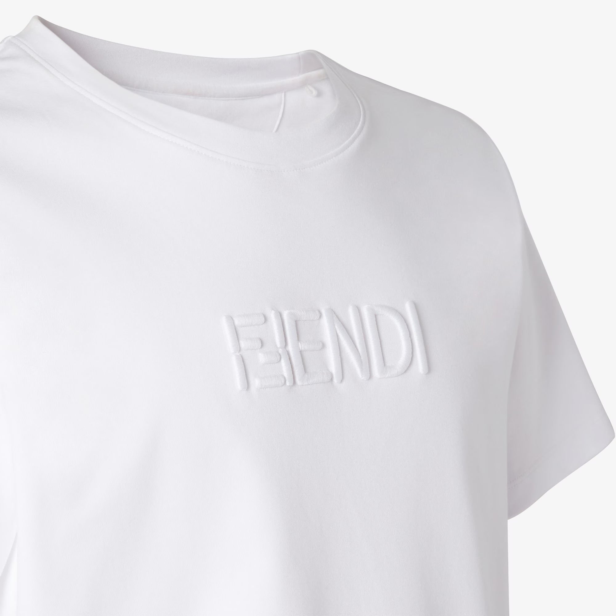 White T-shirt with Logo Embroidery