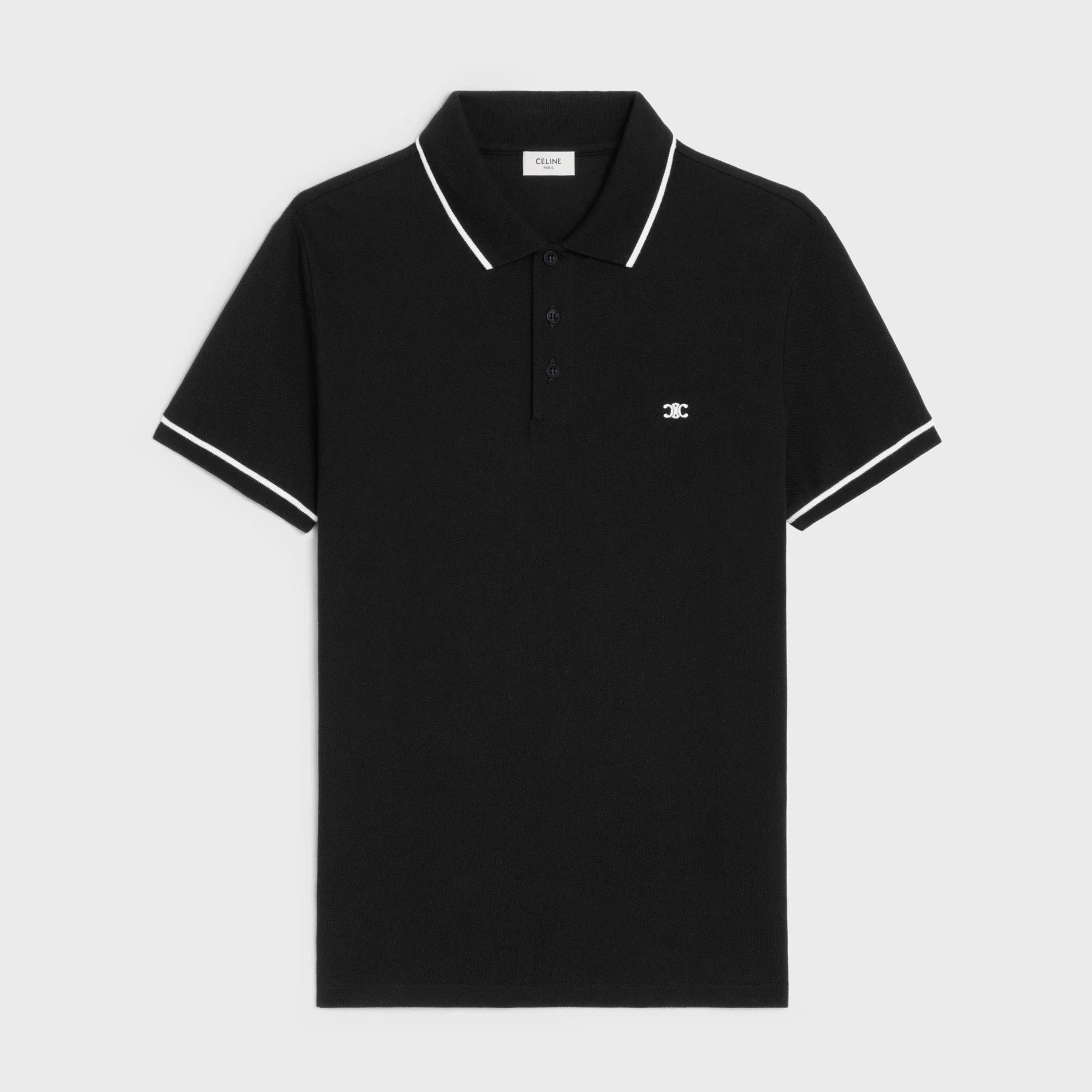 TRICOU POLO NEGRU CU BRODERIE TRIOMPHE