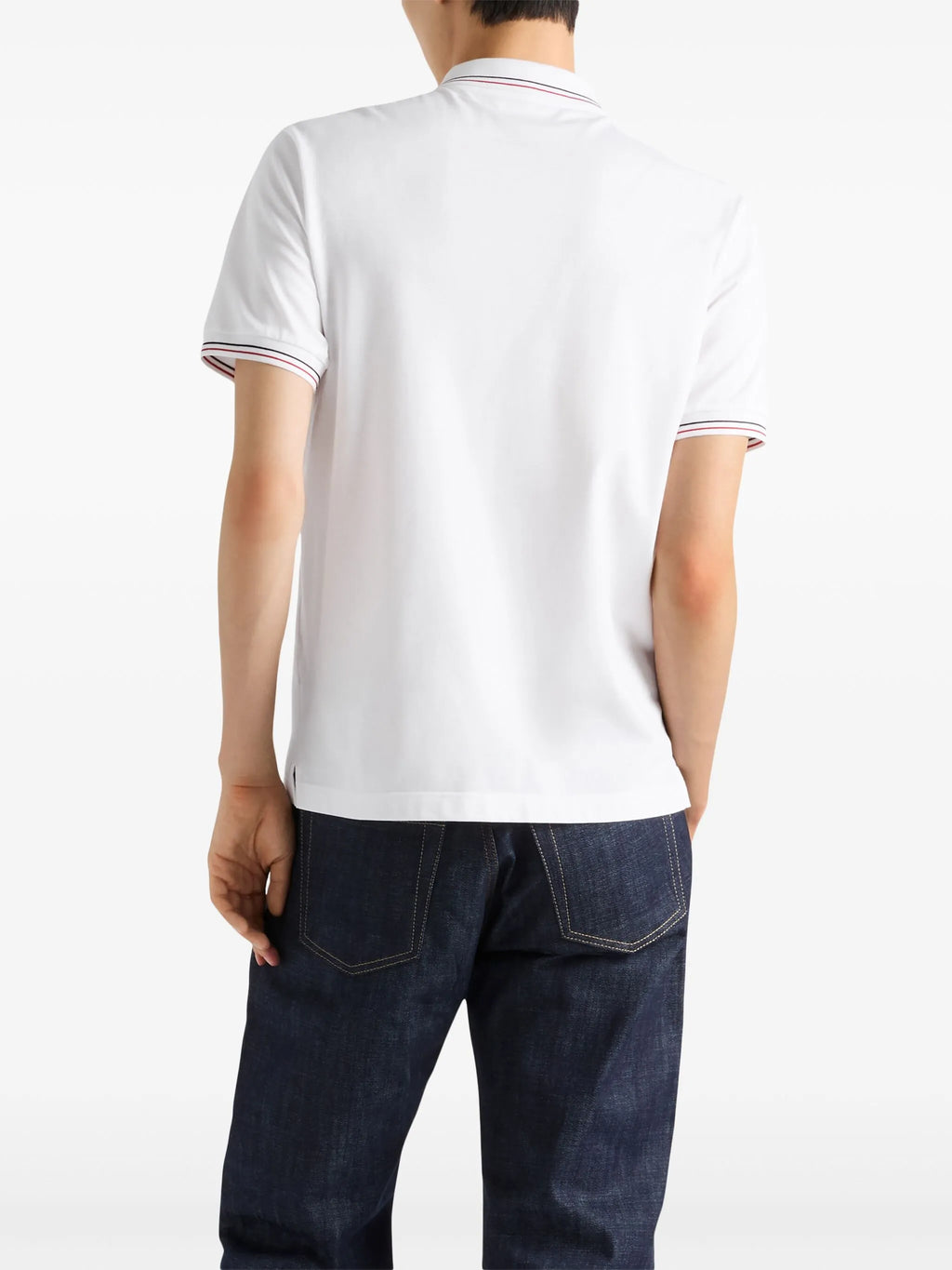 Tricou polo alb din pique, cu mânecă scurtă