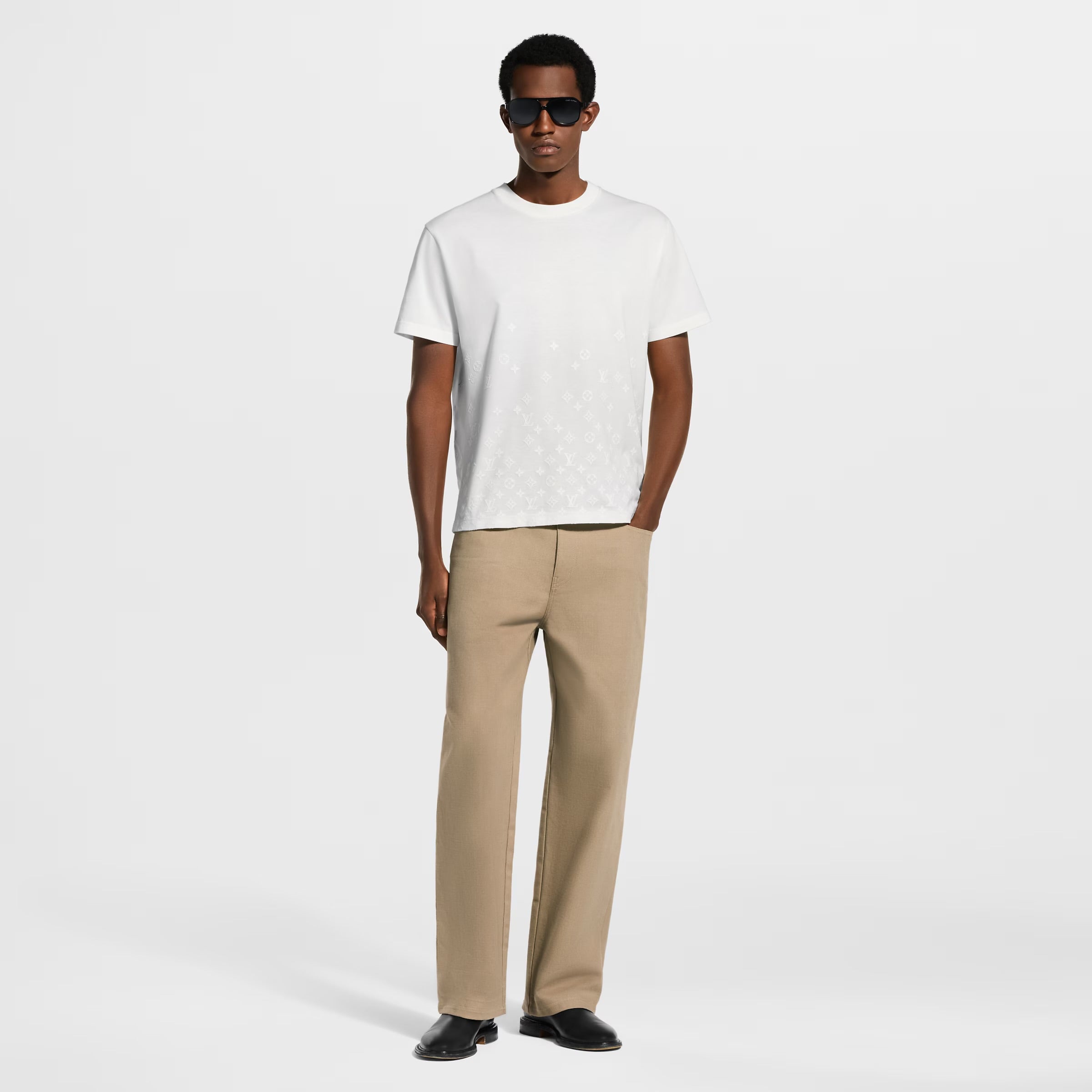Flock Print Monogram Gradient White T-shirt